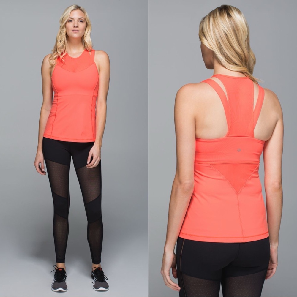 Lululemon Running In The City Tank Coral/Pink Built-In Bra Size 6 W1L38S